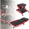 HGTUGO Sgabello da Lavoro Pieghevole 3-in-1 Versatile con Rotelle Girevoli a 360° ° Sedia da officina con ruote girevoli e grande capacità di carico, per manutenzione veicoli, reclinabile per sedersi e