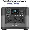 NONE DEMUDA Stazione di Alimentazione Portatile 1200W, Generatore Solare LiFePO4 1008Wh, Onda Sinusoidale Pura 230V 50Hz, Alimentazione di Emergenza per Campeggio, Camper, Casa