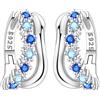 CYCUFF S925 Orecchini a cerchio in argento sterling con onda blu e stella, orecchini a cerchio da donna, gioielli originali, regali di anniversario alla moda