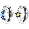 CYCUFF S925 Orecchini a cerchio in argento sterling con stella scintillante e luna, gioielli da donna, regali originali e alla moda per anniversario