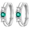 CYCUFF S925 Orecchini a cerchio in argento sterling verde minimalista con zirconi, gioielli da donna, regalo originale e alla moda per anniversario