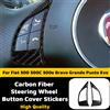 NONE Adesivi per Copertura Pulsanti del Volante in Fibra di Carbonio per Fiat 500 500C 500e Bravo Grande Punto Evo, Accessori Decorativi per Interni Auto