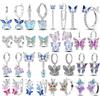 NONE Orecchini a Cerchio in Argento Sterling 925 Serie Farfalla, Gioielli Classici Scintillanti per Donne, Regalo di Nozze