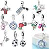 NONE Ciondoli a Forma di Pallone da Calcio in Argento Sterling 925, Compatibili con Bracciali Originali, Charm per Borse e Portachiavi, Ciondoli Fai-da-Te, Regalo di Gioielleria per Donne