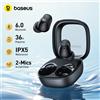 Baseus Bass WM02s Auricolari wireless Bluetooth 6.0 TWS Mini e compatti, comodi da indossare, 36 ore di durata della batteria, IPX5