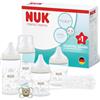NUK Confezione biberon Perfect Match Perfect Start | 0-6+ mesi | Si adatta al palato del bambino | 4 biberon anti-colica, ciuccio, scovolino per biberon e altro | Senza BPA | 7 pezzi