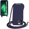 WenBaby Cover Compatible con iPhone 13 Pro Max,Cellulare Girocollo Custodia con Cordino TPU Corda Silicone Case Bumper per iPhone 13 Pro Max Custodia, Blu navy