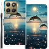 WUACYEAMING Custodia Compatibile con Motorola Edge 2026,con Slot Carte PU Pelle Portafoglio Libro Case Antiurto Bumper Motivo Magnetica Flip Protettiva Resistente delfino