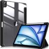 FINTIE Cover per iPad Air 11 Pollici M4/M3/M2 (2026/2025/2024), iPad Air 5a/4a Gen 10,9 (2022/2020) con Portapenne - Sottile Leggero Trasparente Custodia Posteriore con Bordo in TPU, Nero