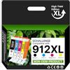 ECHALLENGE Cartucce d'inchiostro 912XL compatibili con HP 912XL, confezione multipla compatibile con HP OfficeJet Pro 8010 8012 8014 8015 8017 8020 8022 8023 8024 8025 (confezione da 4)