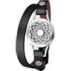 OIDEA Bracciale Donna Uomo Acciaio Inox Girasoli Cavo Magnete Rotondo Aperto Olio Essenziale Aromaterapia Cornice per Foto in Pelle Braccialetto 10 Pezzi Cotone Colore Nero