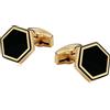 Banemi Gemelli da uomo unici, gemelli da uomo, in acciaio inox, smaltato, esagonale, nero, per uomo, 1,9 x 1,7 cm, Oro, acciaio inossidabile, Nessuna pietra preziosa