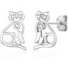 DOKIA Orecchini a perno in argento a forma di gatto, ipoallergenici, a forma di gatto, graziosi orecchini in argento per ragazze e bambini, regali di compleanno