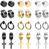 OIDEA [12 Paia Orecchini da Donna Uomo Tondi a Perno,Set di Orecchini Circolari in Acciaio Inossidabile a Croce,Plug Falso Clip Orecchini Magnetici， Regalo Perfetto Colore Argento Nero Oro Rosa