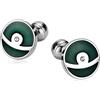 Banemi Set di gemelli da uomo per smoking in acciaio inox a righe rotonde verdi gemelli da uomo regalo 1,8 x 1,8 cm, Acciaio inossidabile, Zirconia cubica