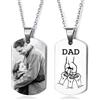 Amsgedhie Collana in acciaio inossidabile, ciondolo con targhetta per cani, ciondolo con foto/nome personalizzato, regalo di gioielli in memoria della festa del papà (Nome 4)