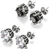 OIDEA Orecchini per Uomo Donna Orecchini in Acciaio Inox Mosaico zircone Nero Bianco(2 Coppie)