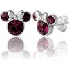 Disney Orecchini Minnie Mouse a Bottone con Pietra Portafortuna Disney da Donna - Orecchini per Ragazze - Gioielli con Pietra Portafortuna - Gioielli Disney (Febbraio)