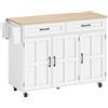 HOMCOM Isola cucina con piano ribaltabile, 2 cassetti e 3 porte, Bianco | Aosom Italy