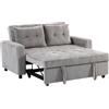 HOMCOM Divano letto 2 posti in velluto a coste con cuscini, 157x190 cm, Grigio chiaro | Aosom Italy
