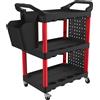 HOMCOM Carrello porta attrezzi a 3 livelli con pannelli forati e ganci, Nero e Rosso | Aosom Italy
