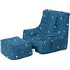 Ready Steady Bed Sedia a Sacco per Bambini con Poggiapiedi | Divano Sicuro con Sedile Morbido | Poltrona dal Design Ergonomico | Comodi Mobili (Chiaro di Luna)
