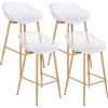 buybyroom Sgabelli Bar, Sgabello Cucina Modern Design con Schienale, Set di 4 Sgabello Bar Alto per Isola Penisola Cucina, Bar, e Esterno, Gamba in Metallo, Altezza Seduta 74 cm, Bianco