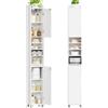 BEWISHOME Armadietto da bagno stretto, alto con 5 ripiani regolabili, impermeabile, per bagno, cucina, soggiorno, 20 x 20 x 180 cm, bianco EYYG21W