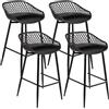 buybyroom Sgabelli Bar, Sgabello Cucina Modern Design con Schienale, Set di 4 Sgabello Bar Alto per Isola Penisola Cucina, Bar, e Esterno, Gamba in Metallo, Altezza Seduta 68 cm, Nero