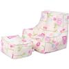 Ready Steady Bed Sedia a Sacco per Bambini con Poggiapiedi | Divano Sicuro per Giochi con Sedile Morbido | Poltrona dal Design Ergonomico | Comodi Mobili (Gufi)