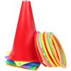 hindraem Set di Coni e Anelli Colorati per Giochi di Lancio all'aperto, Divertenti Eventi in Famiglia, Feste di Compleanno e attività coinvolgenti. Gioco di