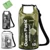 NARHOR Dry Bag - Borsa impermeabile e asciugamano rinfrescante ad asciugatura rapida, da 5, 10, 20 litri, con top arrotolabile e tracolla (verde oliva, 10 litri)
