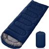 JUQG Sacco a Pelo Portatile Blu Scuro 1.6kg, 220x85cm Sacco a Pelo 3 Stagioni Impermeabile con Sacco a Compressione, Portatile e Leggero, Adatto per Uso Interno ed Esterno
