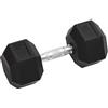 Runheo Manubrio corto da 27,5 kg in ghisa con rivestimento in gomma, manico in acciaio cromato, design esagonale anti-rotolamento, per allenamento della forza a casa, fitness, allenamento muscolare