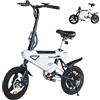 AVDLEU Bici Elettrica Pieghevole 14'', LCD, 4 Modalità, Bianca