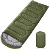 JUQG Sacco a Pelo Portatile Verde 1.6kg, 220x85cm Sacco a Pelo 3 Stagioni Impermeabile con Sacco a Compressione, Portatile e Leggero, Adatto per Uso Interno ed Esterno