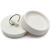 Bonsicoky 2 tappi di scarico in gomma per vasca da bagno da 4,7 cm a 5 cm, tappo di scarico per vasca da bagno con anello per appenderlo, tappo per lavello da bagno per cucina e bagno, bianco