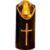 Generico Candela LED Senza Fiamma con Croce Dorata - Lume Funebre a Batterie Tremolante | Cero Commemorativo per Cimitero Chiesa Preghiera | Decorazione Religiosa Tomba Esterno Riutilizzabile
