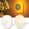 Yuinzin Luce Notturna Bambini con Retroilluminazione 2 Pezzi, Luci con Sensore di Movimento, AUTO/ON/OFF Luce Notturna da Presa, Luminosità Regolabili, per Cameretta, Corridoio, Bagno e Cucina - Luce Ambrata
