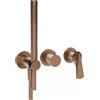 GESSI Miscelatore Doccia a Parete Gessi Ventaglio 72036 con Doccetta e Deviatore - Copper Brushed PVD