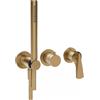 GESSI Miscelatore Doccia a Parete Gessi Ventaglio 72036 con Doccetta e Deviatore - Warm Bronze Brushed PVD