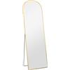 Specchio Da Terra E Parete Moderno In Lega Di Alluminio Con Supporto Pieghevole, 50x170cm, Oro
