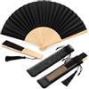 Mtbricey 2 ventagli in tessuto di seta, 21 cm, eleganti ventagli pieghevoli, per ragazze, donne, uomini, in bambù, con nappa, portatile, in bambù traforato e intagliato, per matrimoni, feste, danza