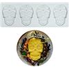 XiaoShenLu Stampo per torta in pizzo, stampi per fondente in pizzo in silicone, stampo per impressione di zucchero artigianale, decorazione di cucina molecolare per torta commestibile, 4 fori teschio