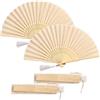 Mtbricey 2 ventagli in tessuto di seta, 21 cm, eleganti ventagli pieghevoli, per ragazze, donne, uomini, in bambù, con nappa, portatile, in bambù intagliato, per matrimoni, feste, danza, decorazione della casa