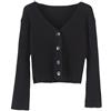 LIUYUYOUGO Golfino Donna Cotone,Cardigan Corti per Donna Cardigan Leggero con Scollo A V Maglione A Coste Tinta Unita Cardigan da Donna Aperto Davanti Bolero Shrug Manica Lunga Top Corto Maglioni Ca