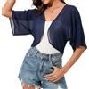 LIUYUYOUGO Cardigan Donna Giacca Bolero Estiva da Donna in Chiffon Elegante Maniche A Tre Quarti Leggera Trasparente Corta Cardigan da Camicetta Top Copricostume Casual da Spiaggia Mantellina