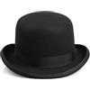 RUIPOCX Cappello da Uomo a Forma di Bombetta Classica in Finta Lana Nera da Uomo e da Donna, Cappello da Jazz con Parte Superiore concava, Taglia US 7 3/8 UK L (Color : Black, Size : 58-59CM)