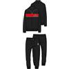 hermet Pigiama Milan Lungo Rosso Nero Ragazzo Bambino Ufficiale Homewear Felpa con Zip e Pantalone 2025 Tuta Cotone (IT, età, 14 Anni, Regular, Nero)