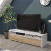Dmora Mobile Basso TV 2 Ante Legno Bianco e Rovere 130 x 36 x 42 cm 500